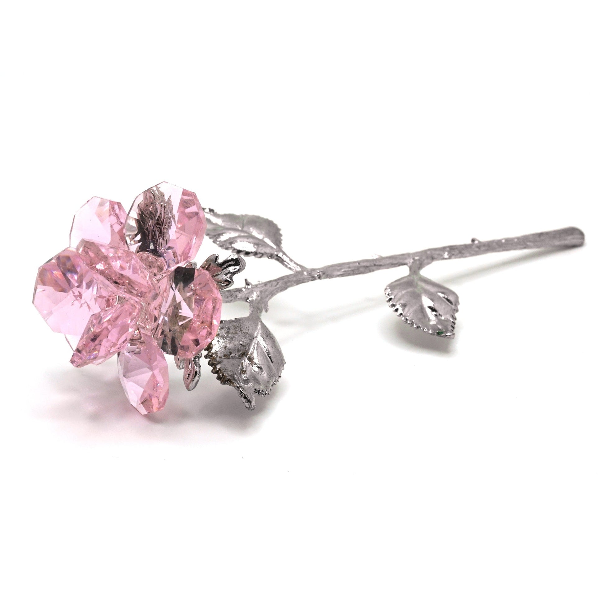 crystal flower with light pink petals for 15th anniversary traditional crystal gift