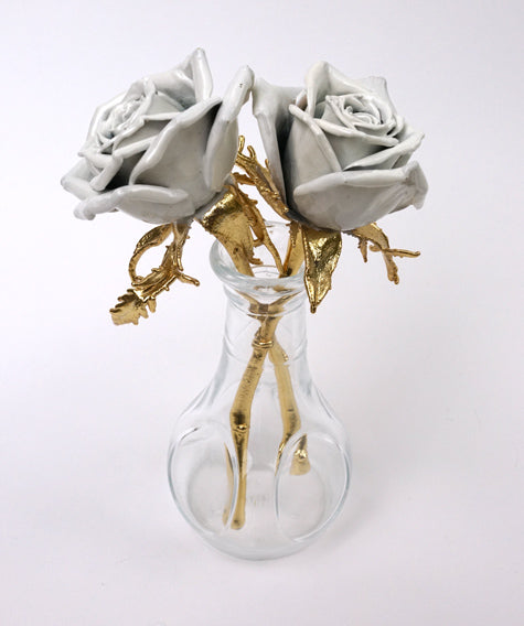 pearl roses pair of real roses preserved with mother of pearl coating for 30th anniversary traditional pearl gift