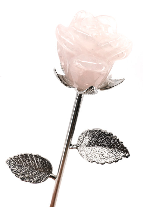 carved rose quartz flower
