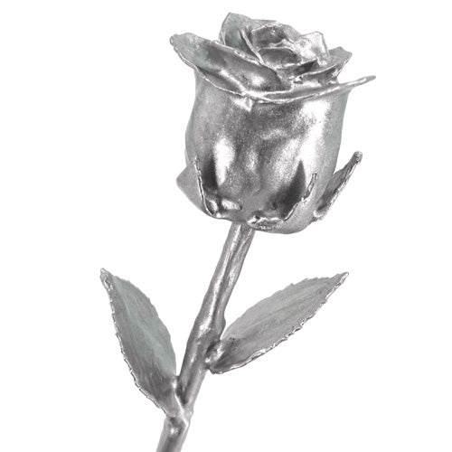 stainless steel coated preserved real rose for 11th anniversary traditional steel gift