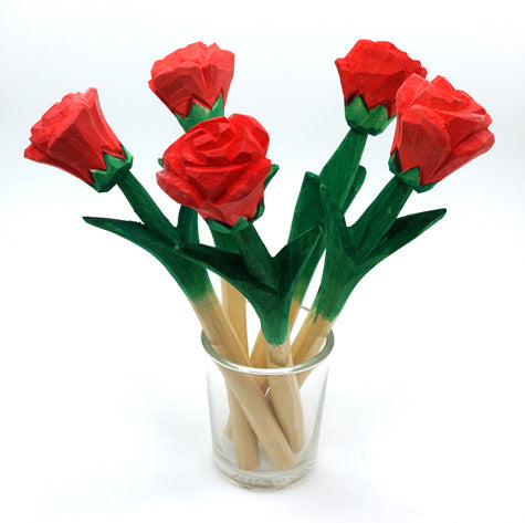 carved wood roses in vase for 5th anniversary traditional gift of wood