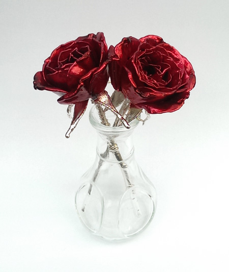 dark red roses enamel preserved