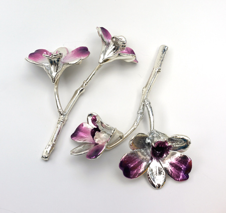 Silver covered orchids