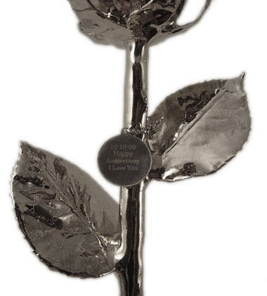 platinum rose with engraved tag