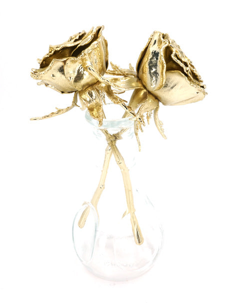 5" Brass Coated Real Rose