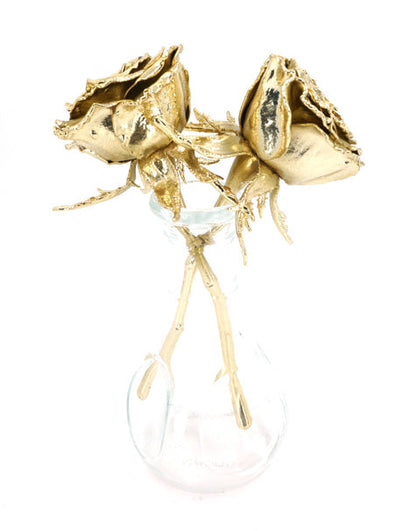 5" Brass Coated Real Rose