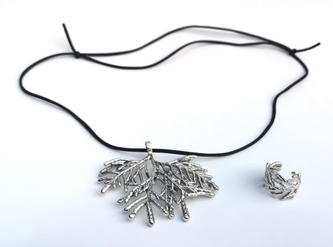 silver of real coral preserved under silver coating