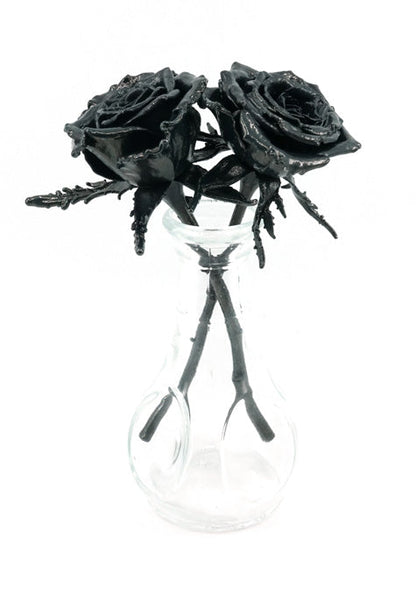 iron covered real roses pair in vase set
