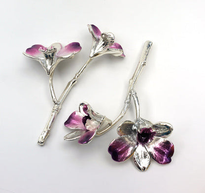 Silver Coated Preserved Small Real Orchids